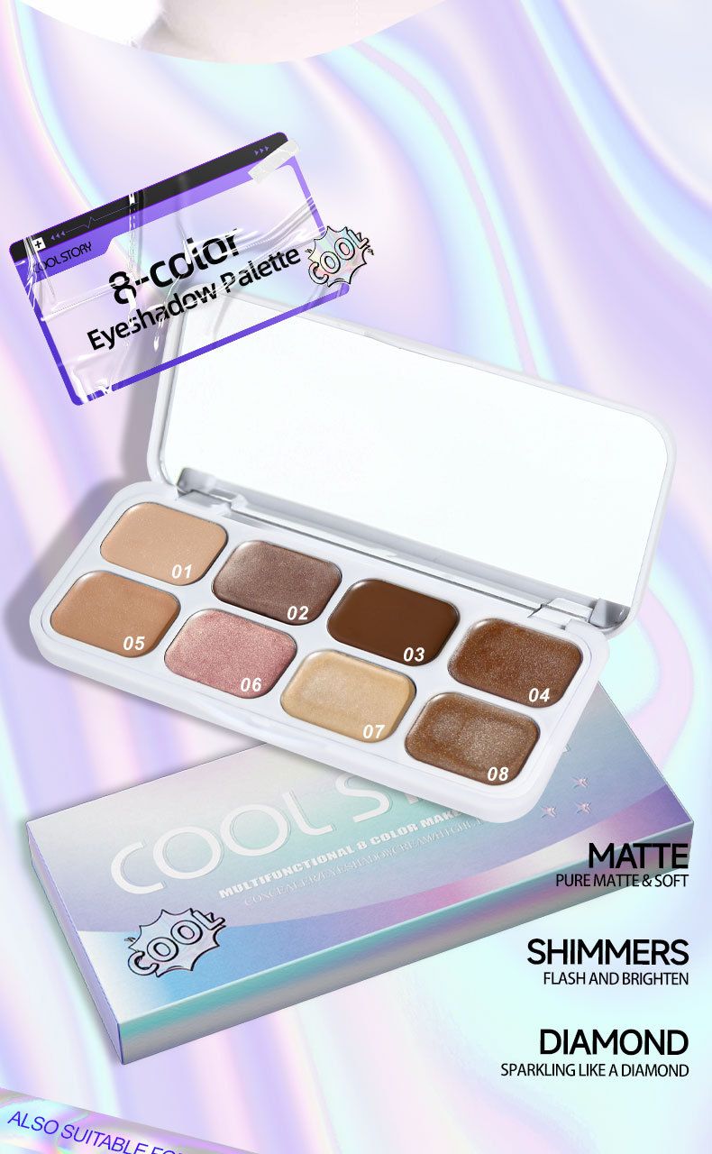 Coolstory 8-color Eye And Face Highlighter Eyeshadow Brightening And Concealing Multi-functional Makeup Palette_voghion.com
