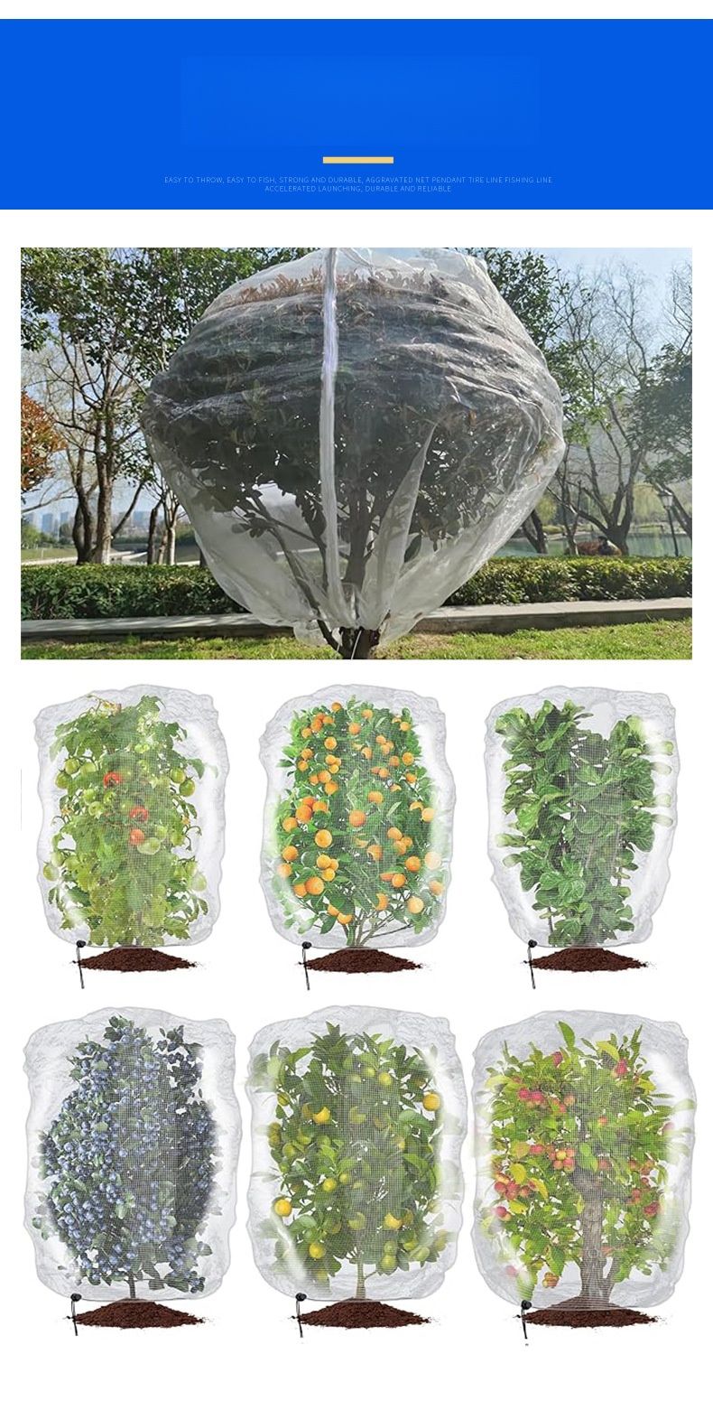 Herbruikbare insectennethoes voor in de tuin met trekkoord en rits – Lichtgewicht PE-gaas voor planten, fruit en groenten – Verschillende maten (0,8 m tot 3 m)_voghion.com