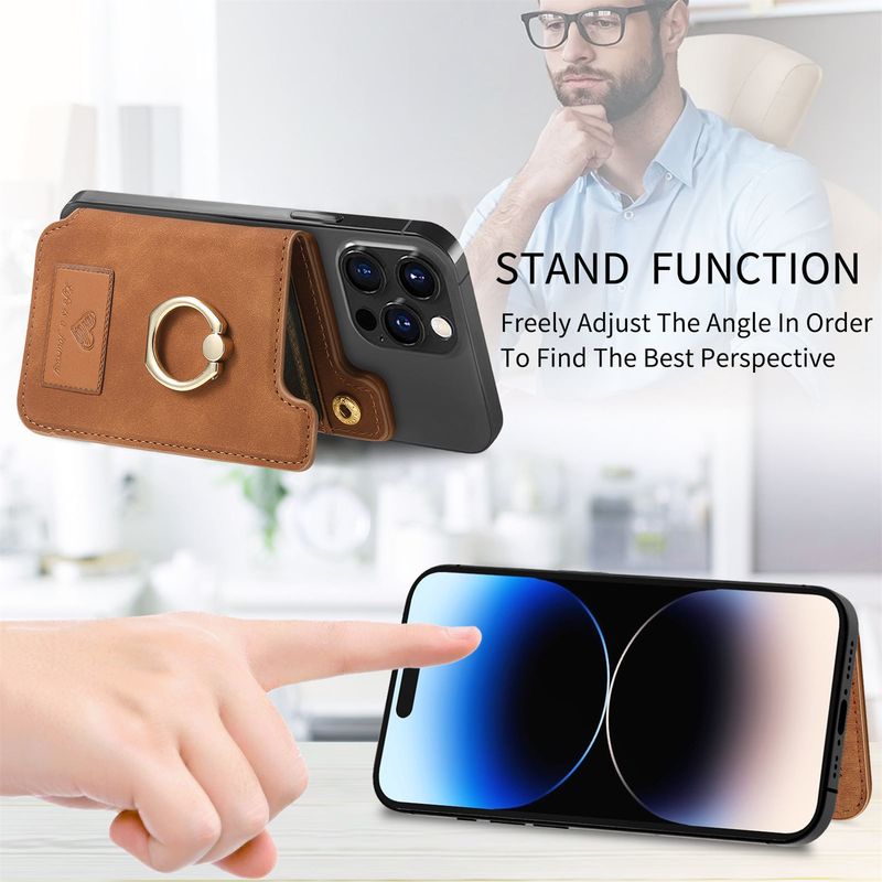 TechGlobe Multifunctional Magnetic Left-Right Flip Cover Case With Nameplate Wallet Clip Gift Storage Card Holder_voghion.com