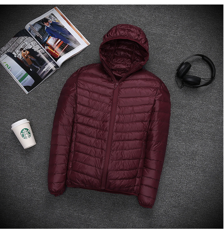 Ultralicht donsjack voor heren – Slim Fit, opvouwbare pufferjas met capuchon, winddicht en waterafstotend (M-4XL, reisklaar)_voghion.com
