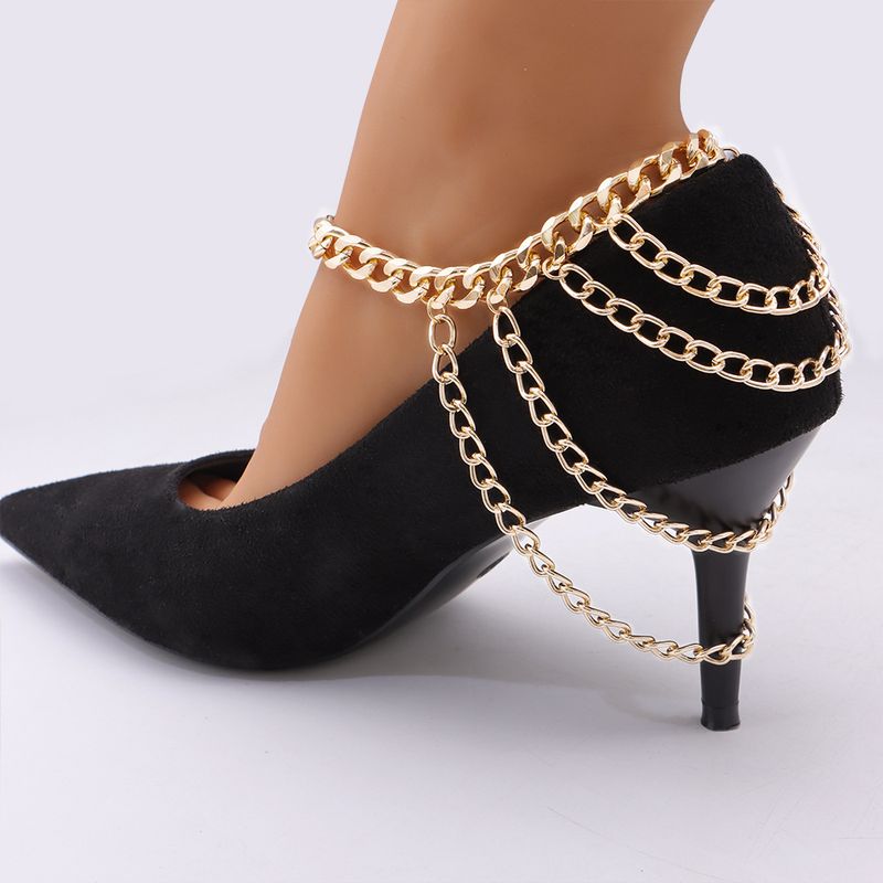 Modieuze titanium stalen hoge hakken enkel praktisch en sexy, dikke ketting, meerlaagse voetaccessoires voor vrouwen,_voghion.com