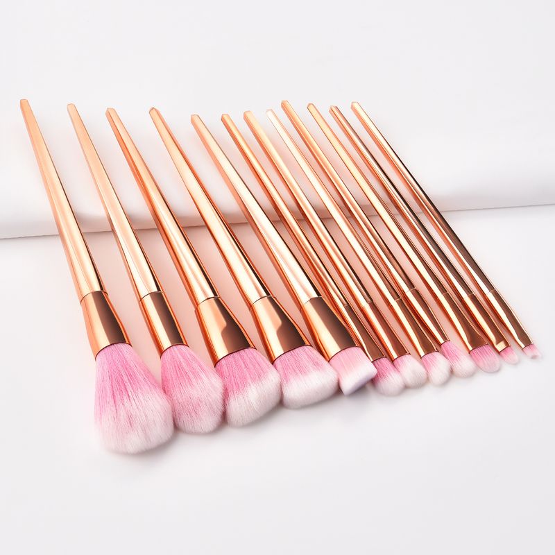 12-teiliges Make-up-Pinsel-Set mit Make-up-Tools, Make-up-Tools, Pinsel-Set, Roségold/Silber, GUJHUI_voghion.com