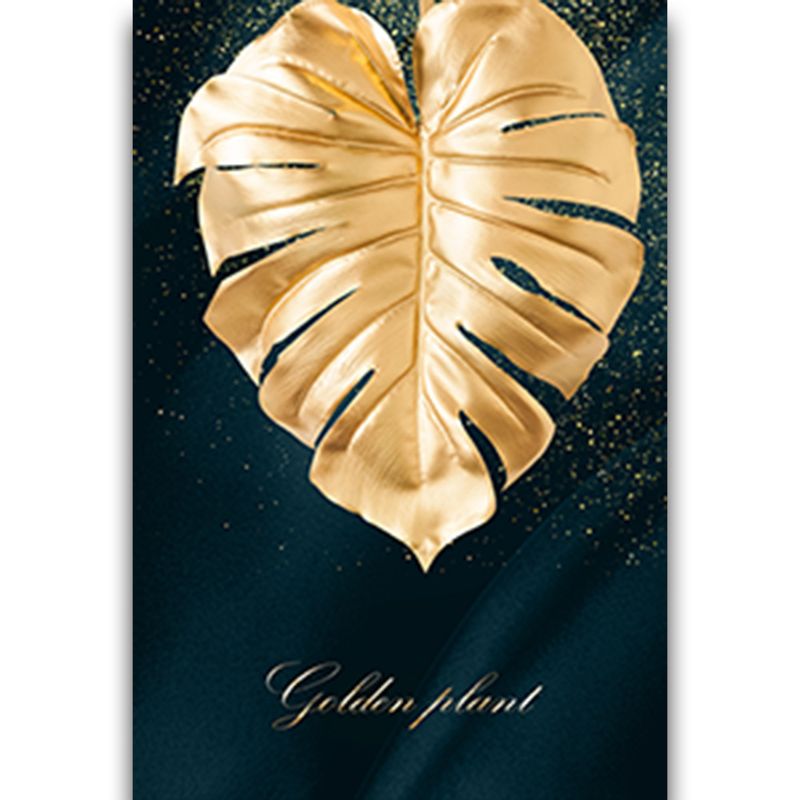 Black Gold Leaf Living Hanging Nordic Landscape Canvas Core Abstract Dining Room Decorative Painting_voghion.com