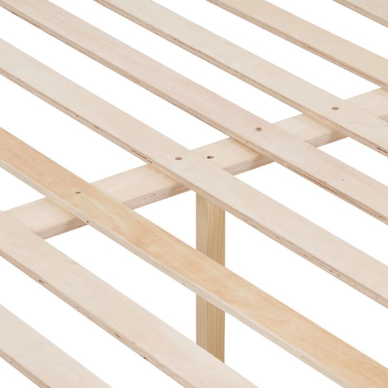 Full Over Full Bunk Bed With Thick Posts,Wooden Bunk Bed With High Guardrail And Ladder For Kids, Teens, Dorm Rooms, And Guest Rooms,No Box Spring Needed, Natural_voghion.com