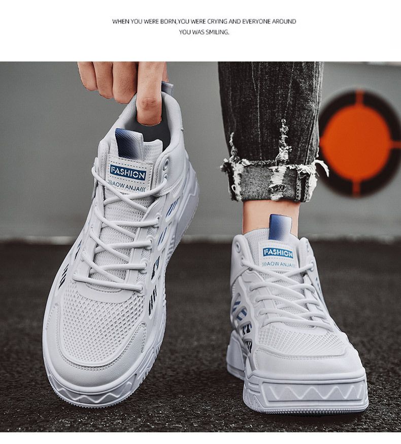 Zapatos Air Force One para hombre, zapatillas de deporte de caña alta de marca de moda popular, nuevo estilo de primavera, zapatos deportivos casuales transpirables de malla, zapatos blancos_voghion.com