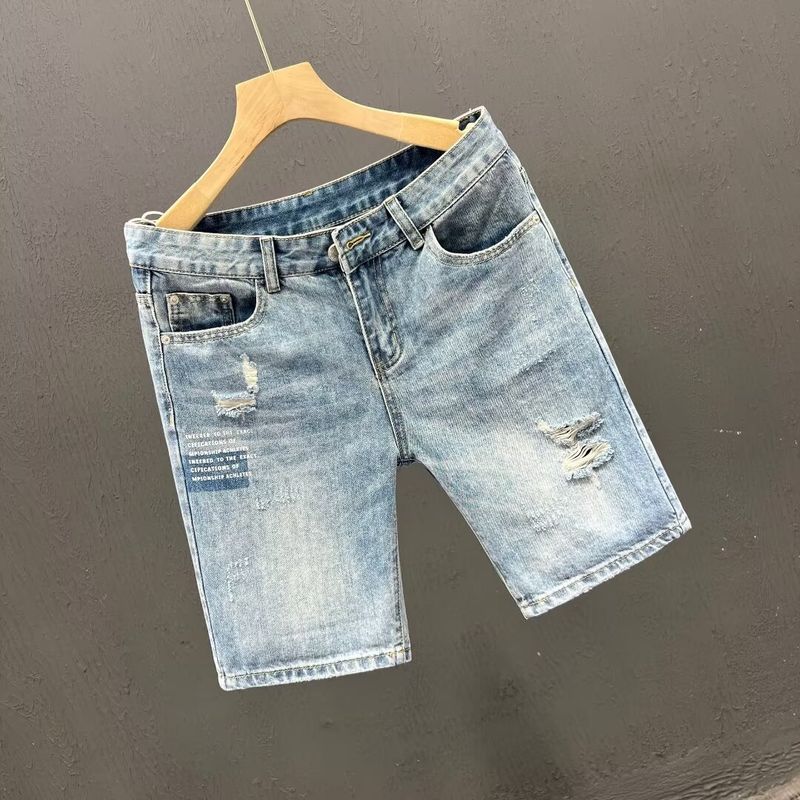 Herrenbekleidung 2024 High Street Denim Shorts Herrendesign Nischen-Sommer-Shorts Herren-Lockere mittellange Hose Einteiler Dropshipping_voghion.com