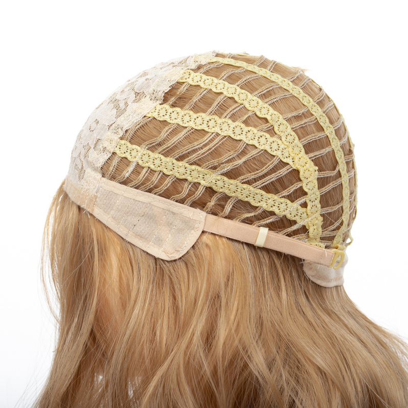WW1-09#Quelle für europäische und amerikanische Außenhandelsperücken, Damenperücke, langes lockiges Haar, gewellte goldene Perückenkopfbedeckung_voghion.com