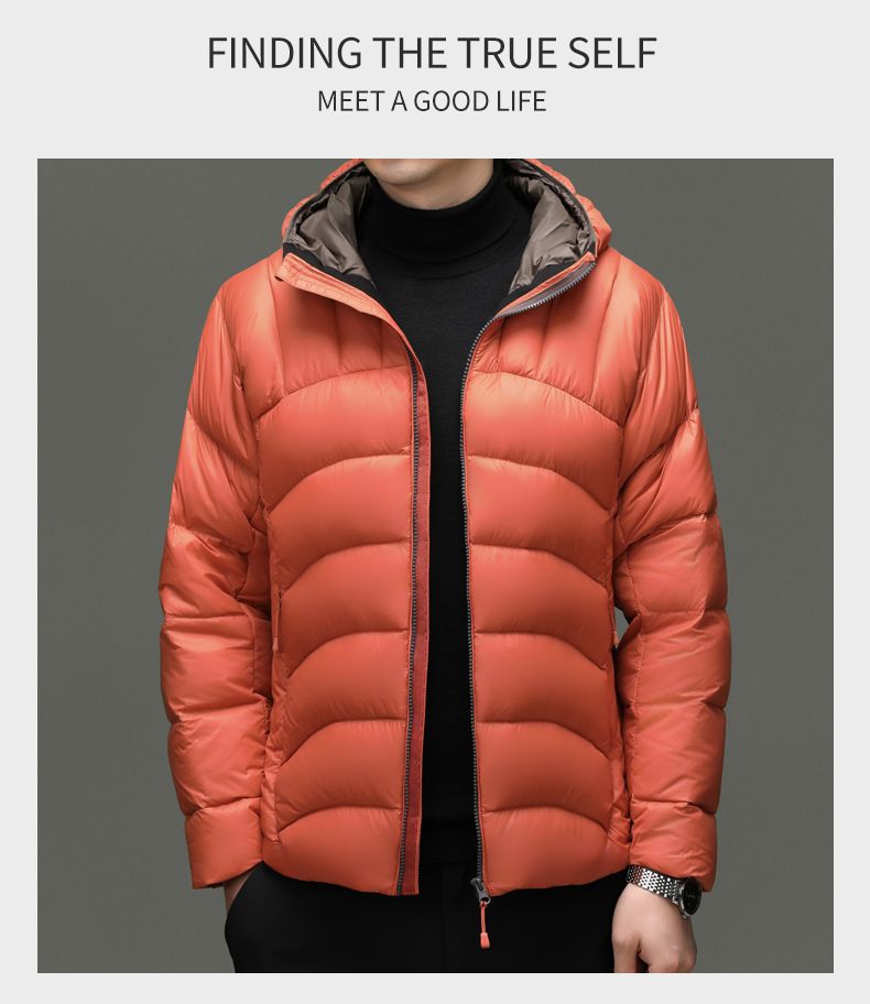 Piumino oversize con cappuccio da uomo - Piumino d'anatra con potere riempitivo 700, antivento e traspirante_voghion.com