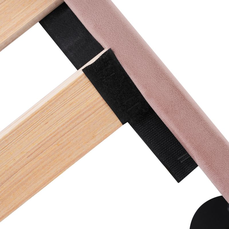 Polsterbett Mit LED, Verstellbarem Kopfteil & Lattenrost In Rosa, Samtoptik Für Schlaf- Und Gästezimmer 140x200 Cm_voghion.com