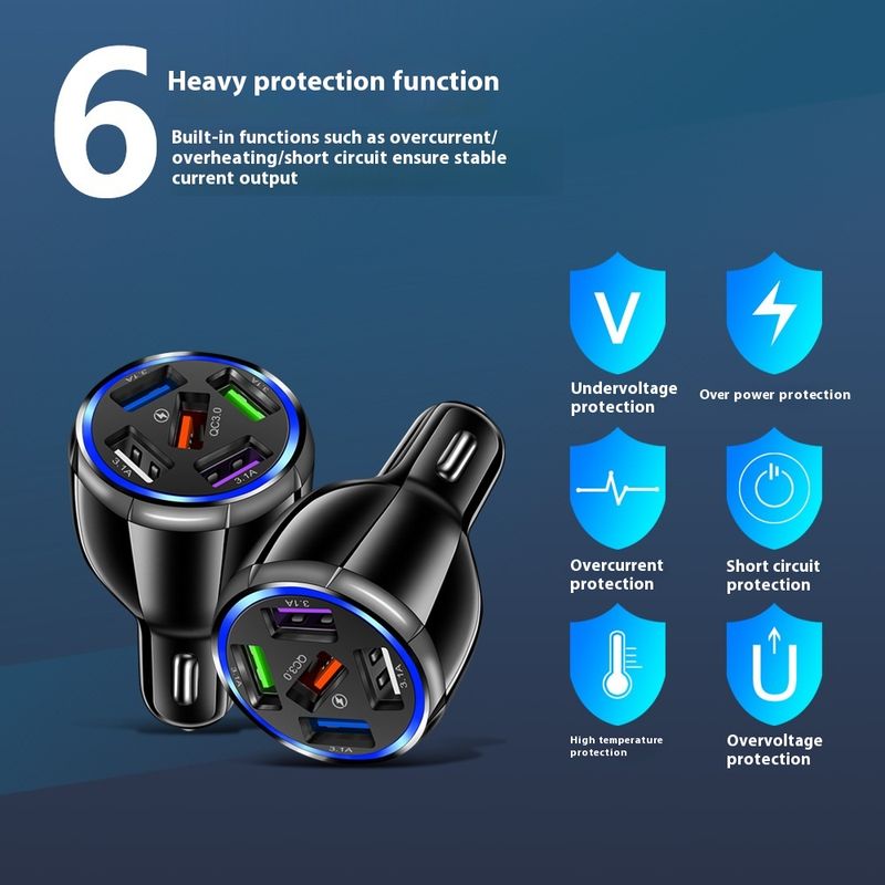 Music Festival  5-port 15A QC3.0 5USB fast charger, one to five mobile phone car charging_voghion.com