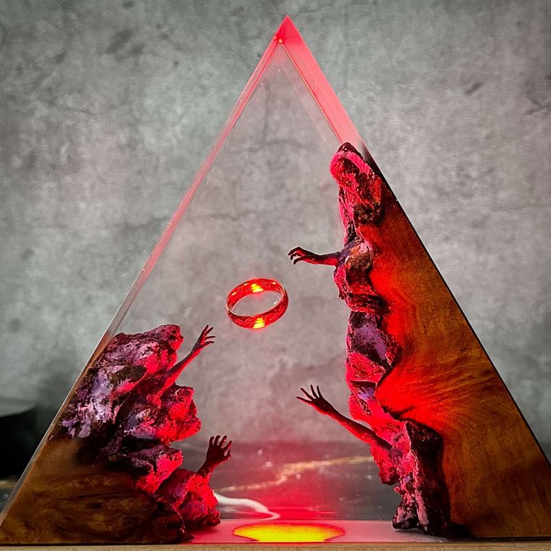 The Lord Of The Rings Epoxy Wooden Night Handmade Home Decoration Ocean Resin Light Boyfriend's Gift_voghion.com