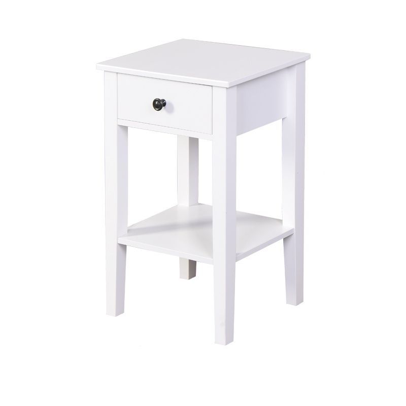 White Bathroom Floor-standing Storage Table with a Drawer_voghion.com