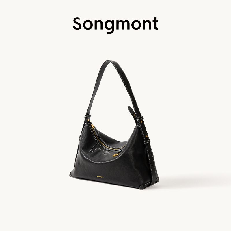 Borsa a tracolla Songmont Yamashita Arimatsu Trace Series Shallow Hobo in pelle conciata al vegetale, da donna_voghion.com