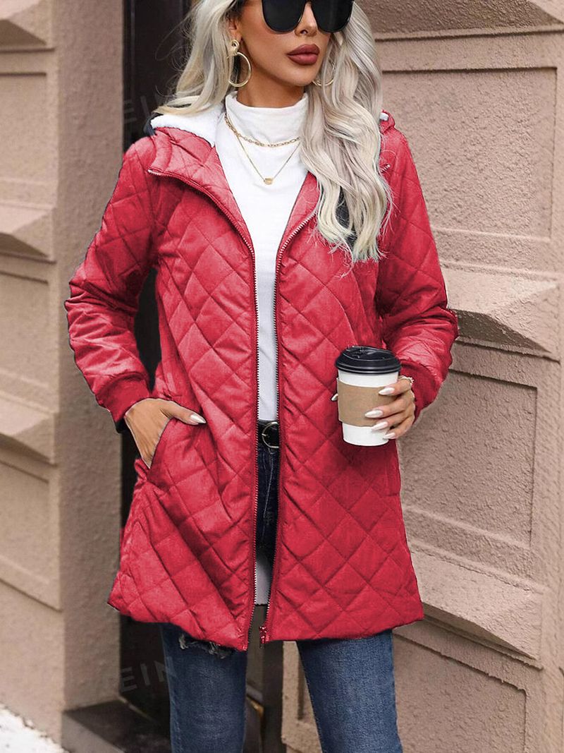 Damen-Wintermantel mit Fleecefutter und Kapuze – weiche Pufferjacke aus Polyester mit Kunstpelzbesatz, warme und stylische Oberbekleidung für Freizeit und Outdoor_voghion.com