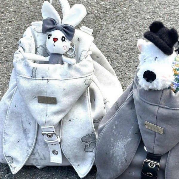 Spring And Summer New Cute Tie-Dye Rabbit Hooded Large Capacity College Students Shoulder Bags College Wind Backpack Fashionable Hundred Casual_voghion.com