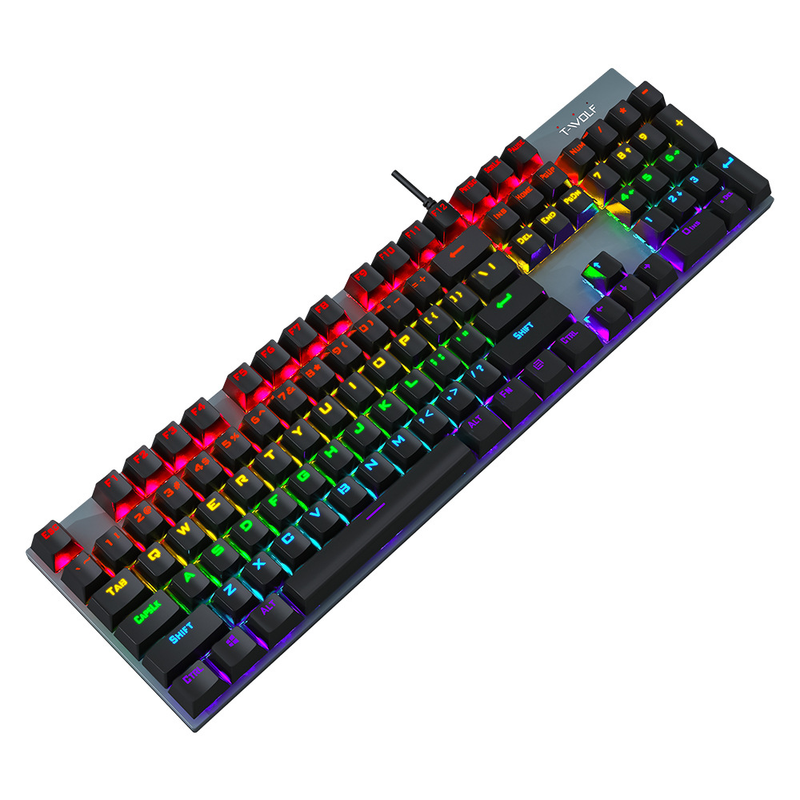 Thunderwolf T17 true mechanical keyboard, esports game, metal RGB glowing laptop, desktop computer, punk keyboard_voghion.com