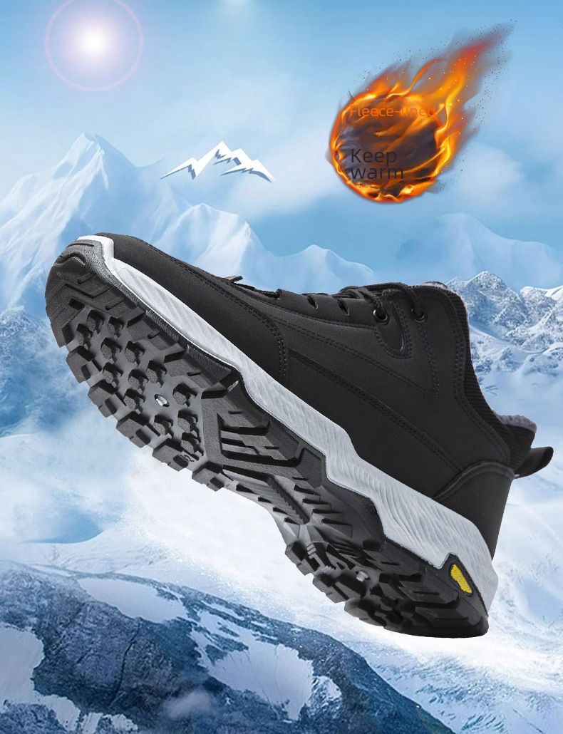 Talvised uued puuvillase polsterdatud jalanõud meeste fliisvoodriga paksust nahast veekindlad vabaajajalatsid meeste vabaajajalatsid vanameeste kingad lumesaapad_voghion.com