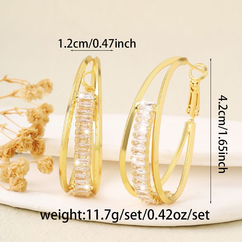 Micro Inlaid Zircon Hoop Earrings For Women - High-End Light Luxury Fashion Jewelry (Elegant Statement Hoop Earrings)_voghion.com