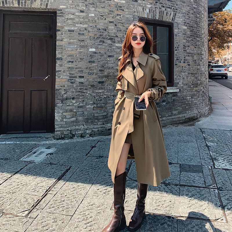 Trench elegante di media lunghezza, drappeggiato, con cintura in vita, stile francese, nuovo modello primavera e autunno 2025 per le donne_voghion.com