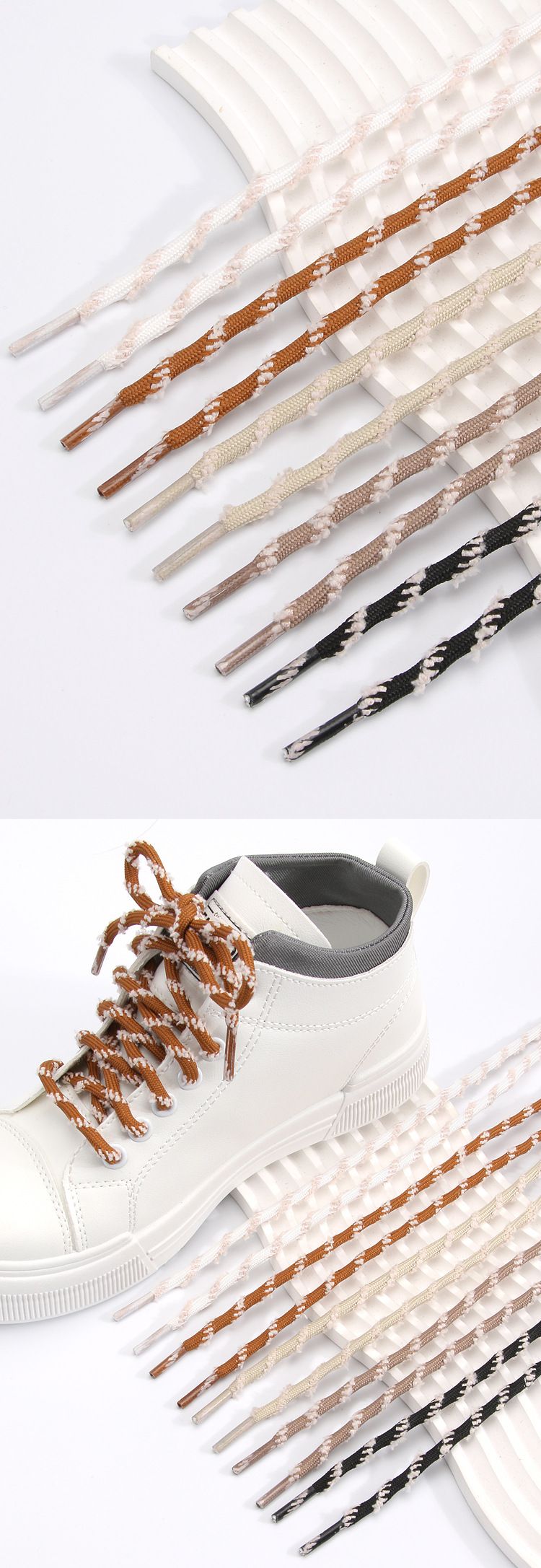 New Hiking LACES Round Thick Outdoor Shoes Boots Black And White Color Hiking Shoes Raised Lace Rope_voghion.com