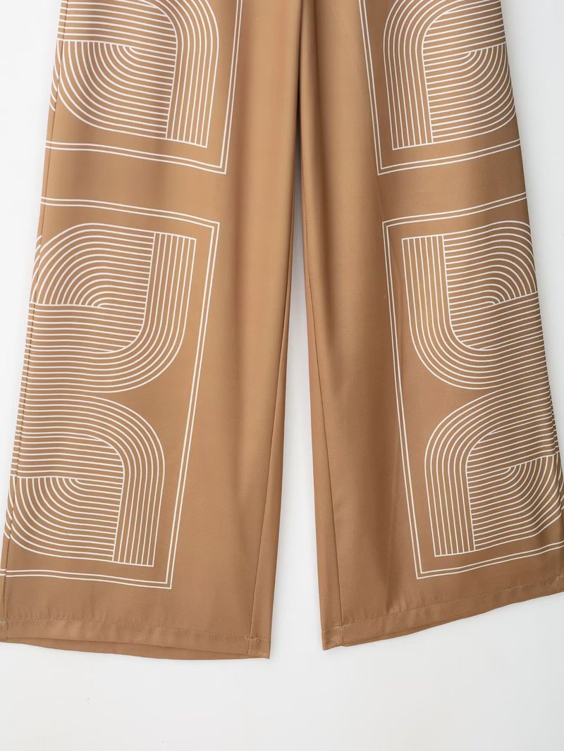 Geometric Print Women's Shirt & Casual Pants Set – Trendy Streetwear Outfit (XS-L) | Lightweight Polyester For Fall_voghion.com