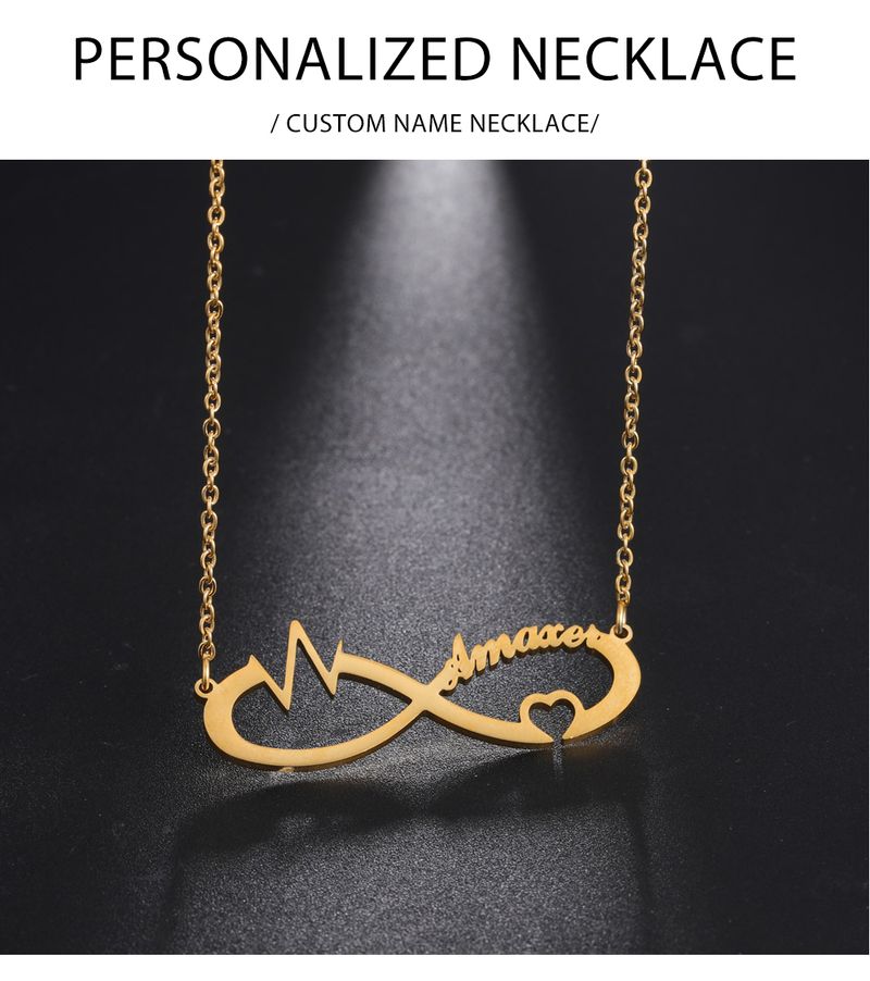 2025 Nuovi arrivi Lemegeton Collana con nome personalizzato per donna Collana con ciondolo a forma di cuore con lettera infinita personalizzata Choker in acciaio inossidabile Gioielli per ragazze_voghion.com