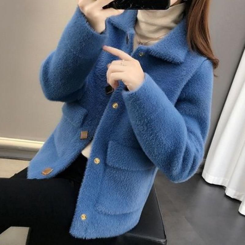 2024 Spring And Autumn New Korean Style Coat Mink Velvet Loose Sweater Women's Fairy-like Knitted Cardigan Trend_voghion.com