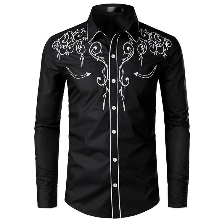 Bluză bărbătească de exterior, cu imprimeu la modă, în stil american, brodată, căptușeală cu imprimeu western denim_voghion.com