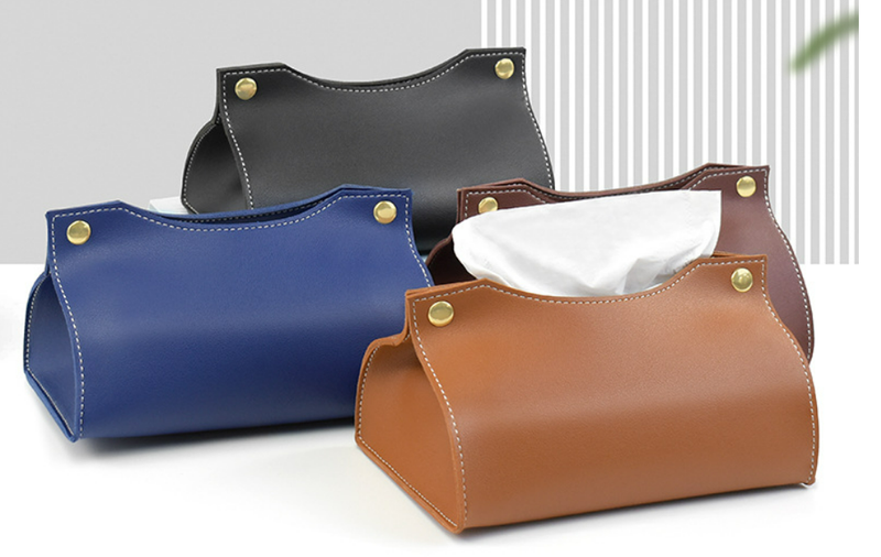 Leather tissue box, desktop tissue paper storage, toilet, kitchen, leather drawer_voghion.com