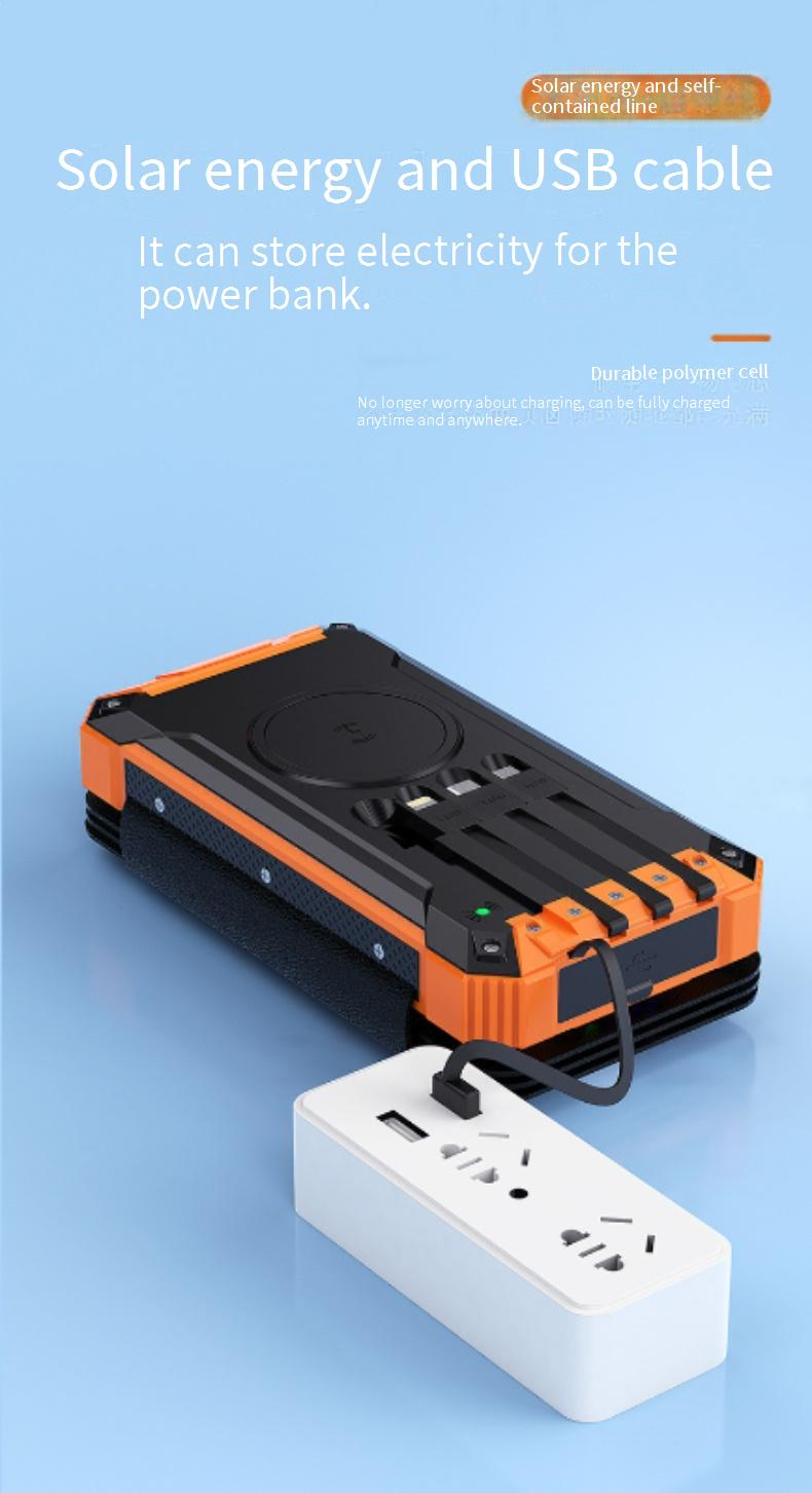 20000 mAh-s napelemes mobil összecsukható vezeték nélküli töltő kültéri használatra, vezetékes napelemes külső akkumulátorral_voghion.com