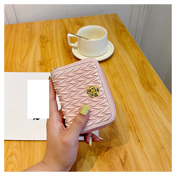 Pleated Folding Wallet Ladies Fresh Girl Sweet Wallet Large Capacity Multi Card Slots_voghion.com