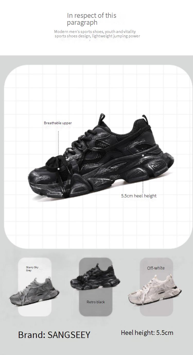 Herrenschuhe Lässige Schuhe zur Erhöhung der Körpergröße Herren-Laufschuhe Alte schmutzige Papa-Schuhe mit dicker Sohle_voghion.com