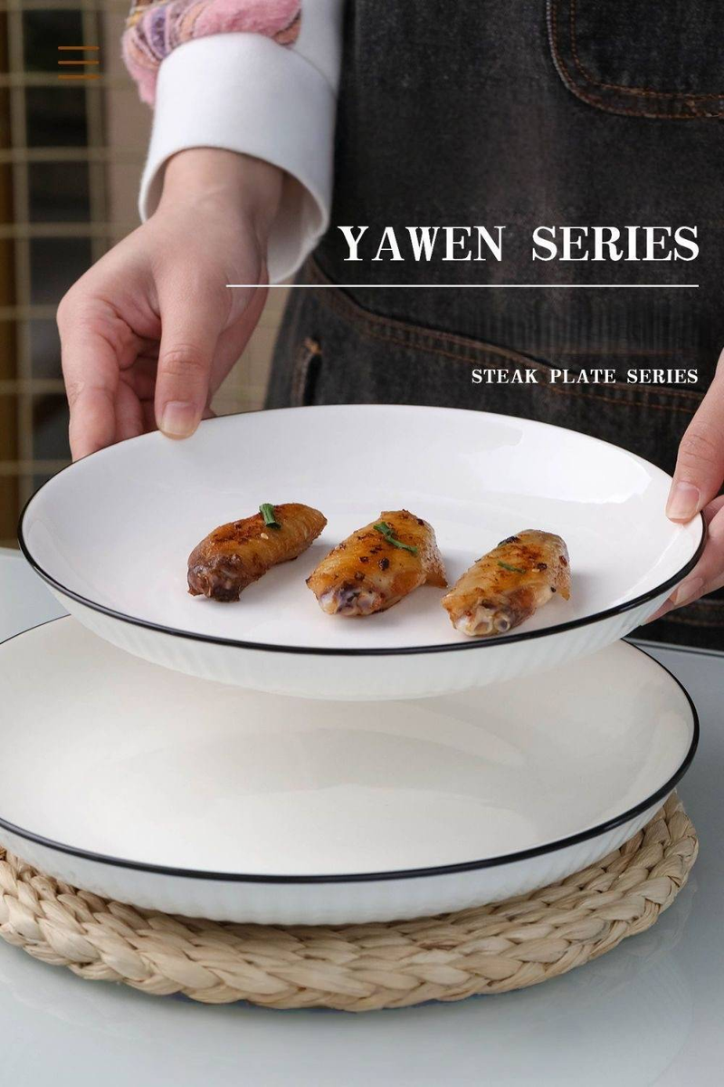 Premium Restaurant Quality 9 Or 10 Inch 23cm/25cm Ceramic Dinner Plate - American Ribbed, High-Fired, Scandinavian Style_voghion.com