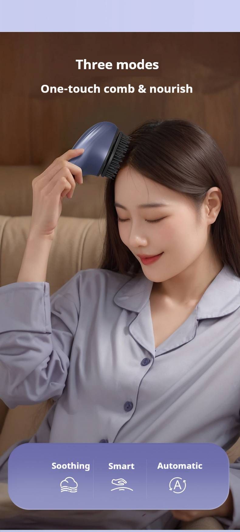 Bezprzewodowy ultradźwiękowy masażer skóry głowy z jonami ujemnymi i terapią światłem czerwonym – 3-biegowy akumulatorowy masażer głowy dla relaksu i redukcji stresu_voghion.com