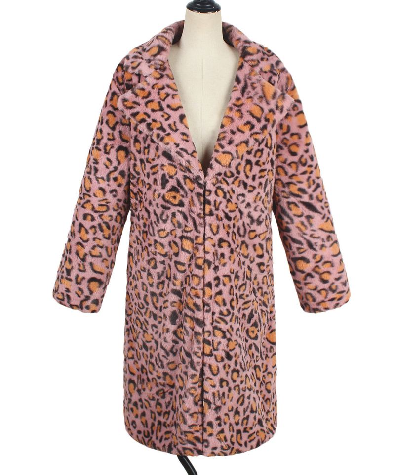 Elegant Faux Fur Coat Women's Long Winter Jacket Fashionable Leopard Print Outerwear For Office & Casual Wear_voghion.com