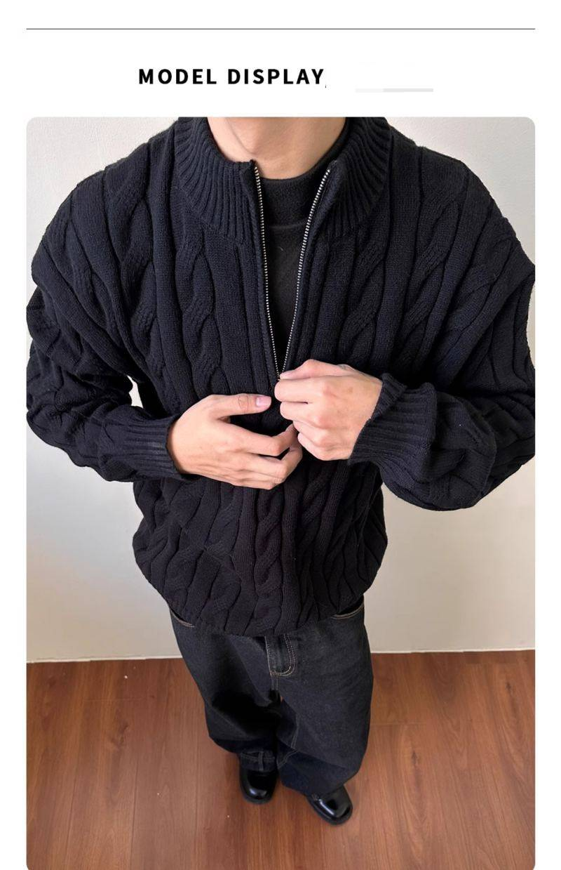 Classic Cable Knit Sweater - Men's & Women's Quarter-Zip Pullover, Vintage-Inspired Textured Design, Fall & Winter Layering Essential_voghion.com