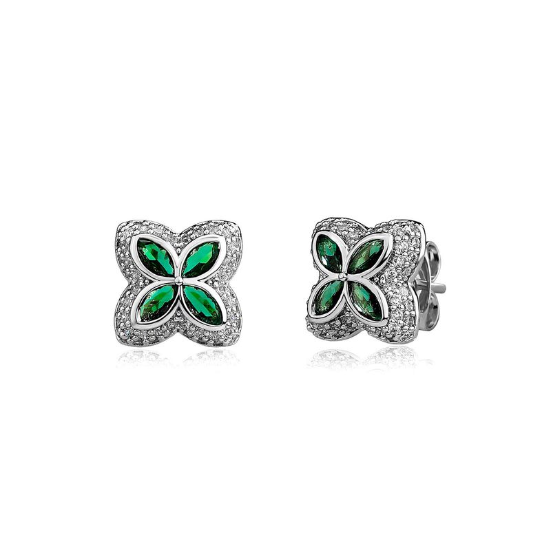 Damenschmuck, vierblättriges Kleeblatt, Ohrstecker mit Pavé-Diamanten, elegantes und stilvolles minimalistisches Design für den Alltag_voghion.com