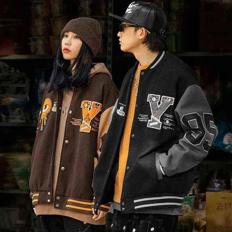 Embroidered Jackets For Men, Lightweight Varsity Style Outerwear - Spring Autumn Baseball Jacket, Oversized Thin Coat,_voghion.com
