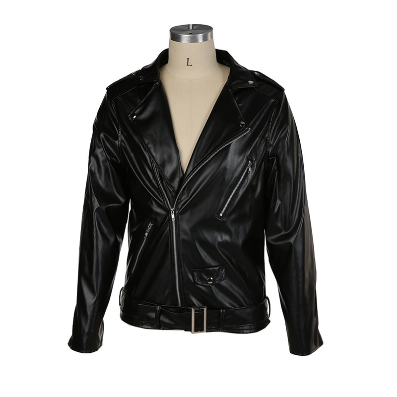 Men's autumn and winter new leather jacket with fashionable lapel zipper motorcycle leather jacket_voghion.com