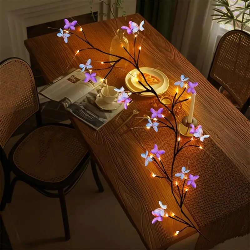 Lampada a LED in rattan, decorazione da parete, lampada a farfalla, lampada a ramo, parete da arrampicata, lampada in rattan, salice magico, pianta artificiale, lampada a vite_voghion.com