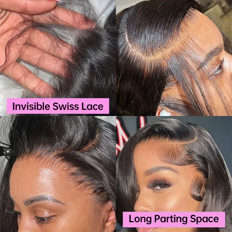 Perruque Bob Courte Ondulée Profonde 13x4 Perruques de Cheveux Humains en Dentelle Frontale Lâche Bouclés Ondulés 4x4 Perruques de Fermeture Frontale en Dentelle Pour Femmes 180 Densité_voghion.com