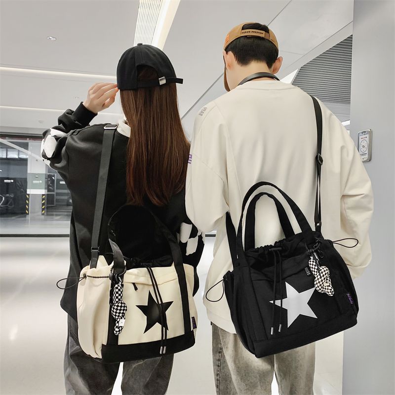 Pentagram Prints Nylon Fabric Crossbody Bags For Women Splash-proof Unisex Handbag Big Capacity Shopper Shoulder Bucket_voghion.com