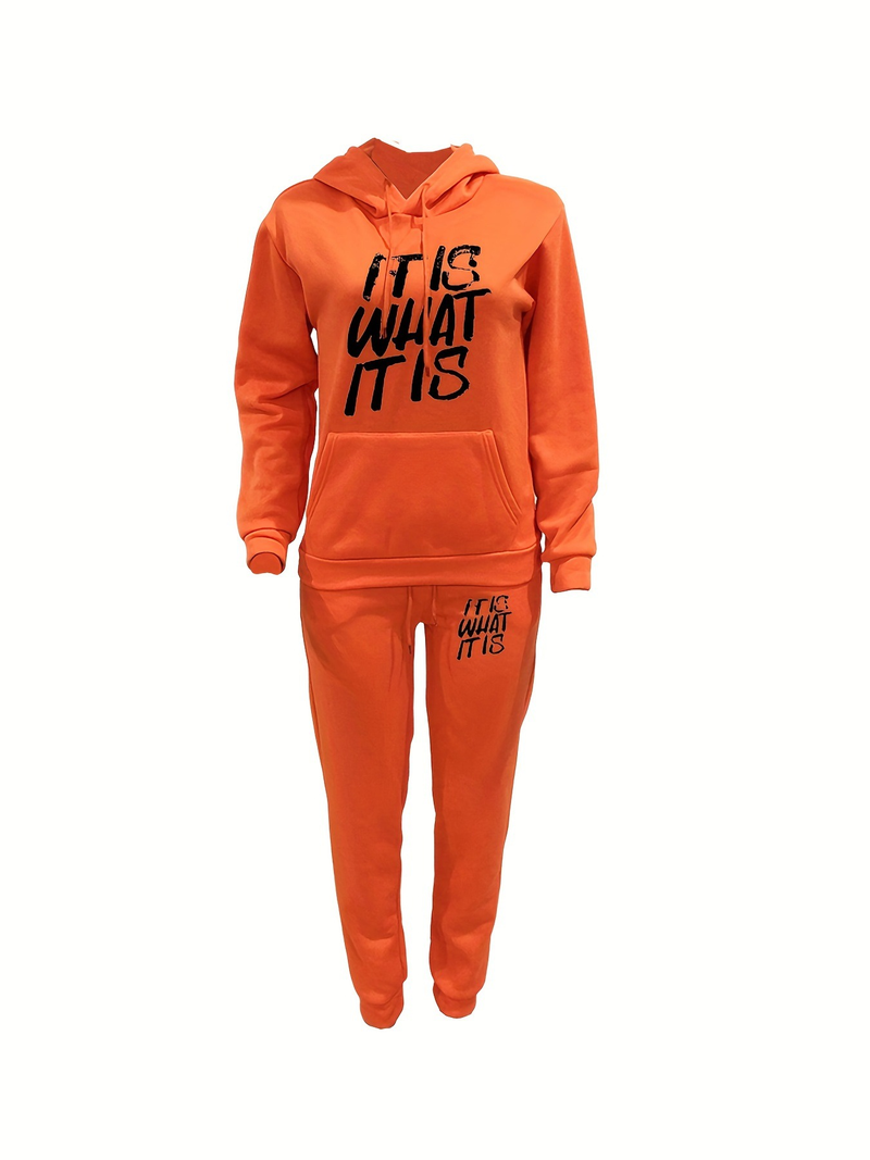 Dameshoodie, tweedelige hoodie, casual trainingspak met print_voghion.com