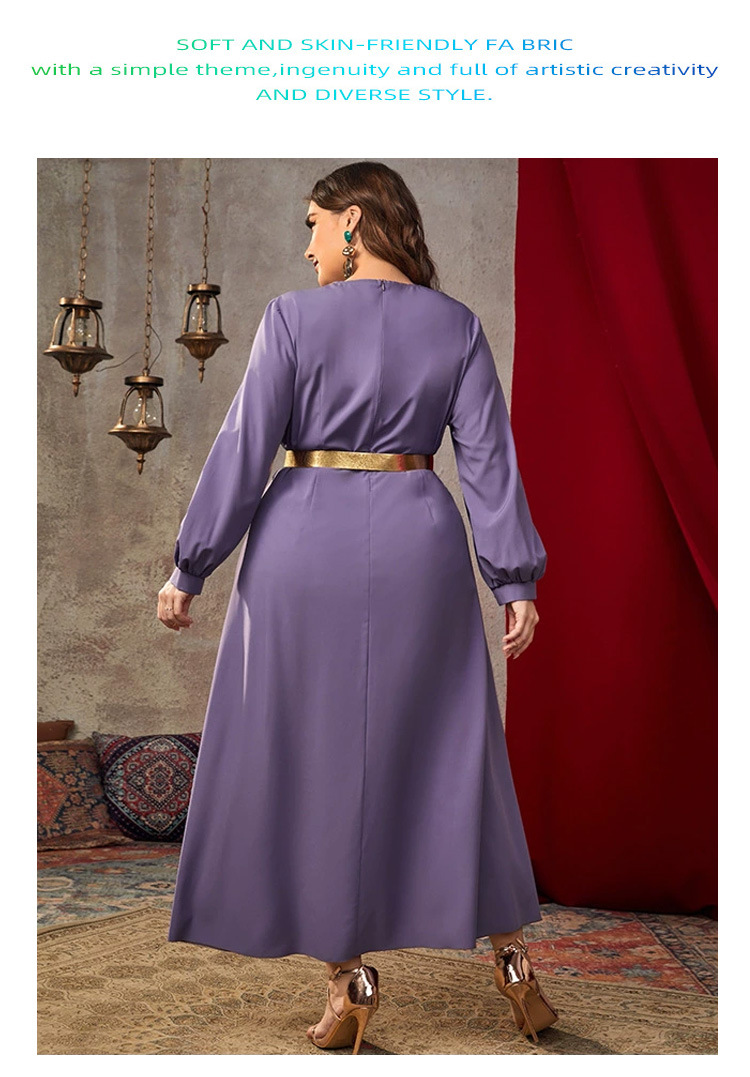 Abito ampio da donna a vita alta con scollo a V_voghion.com