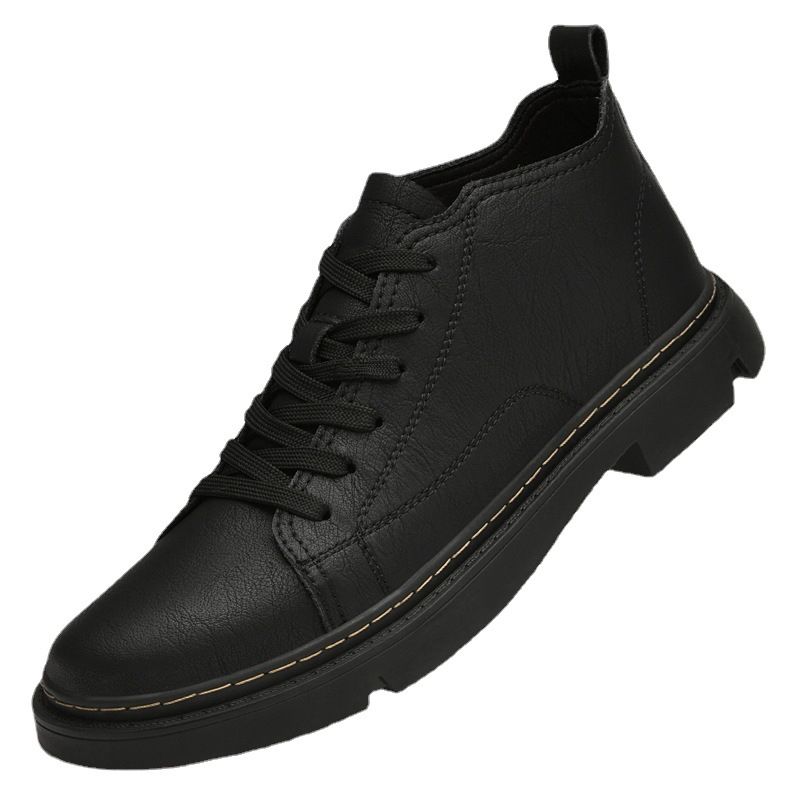Regal Footwear Round Toe Spring Breathable Mid-Top Height Increasing Top Layer Cowhide Casual Trendy Fashion Men's Shoes_voghion.com
