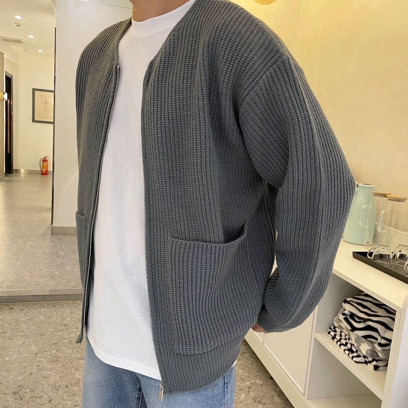 Men's Clothing Men's Casual Knit Cardigan Sweater - Soft & Comfortable Oversized Pullover For Autumn & Winter (Multiple Colors & Sizes Available)_voghion.com