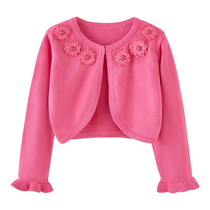 Cardigan tricoté fin pour bébé, veste pour enfant, motif floral fait main, jupes et petits châles, printemps et automne_voghion.com