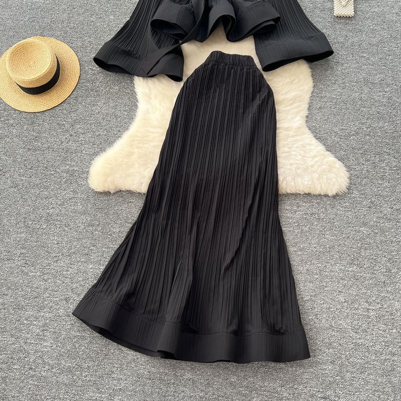 Abito da donna in maglia jacquard retrò, abito da donna in due pezzi con gilet senza maniche e gonna di media lunghezza_voghion.com