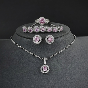 Dubai Jewelry Water Drop Pear shaped Necklace Colorful Zircon Earrings Set of 2 pieces e5620+x711_voghion.com