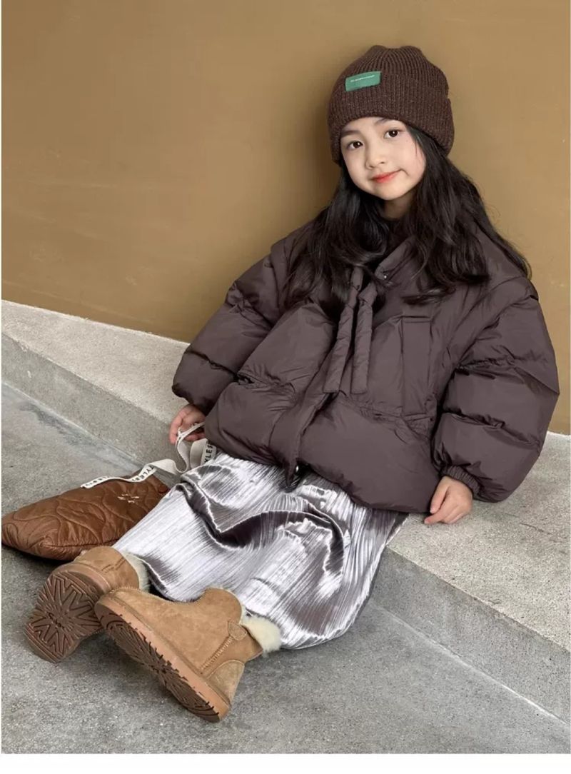Mittelgroßer und großer Baumwollmantel für Kinder, All-Match-Baumwollmantel für kleine Mädchen, stilvolle Baumwolljacke, Wintermantel-Trend_voghion.com